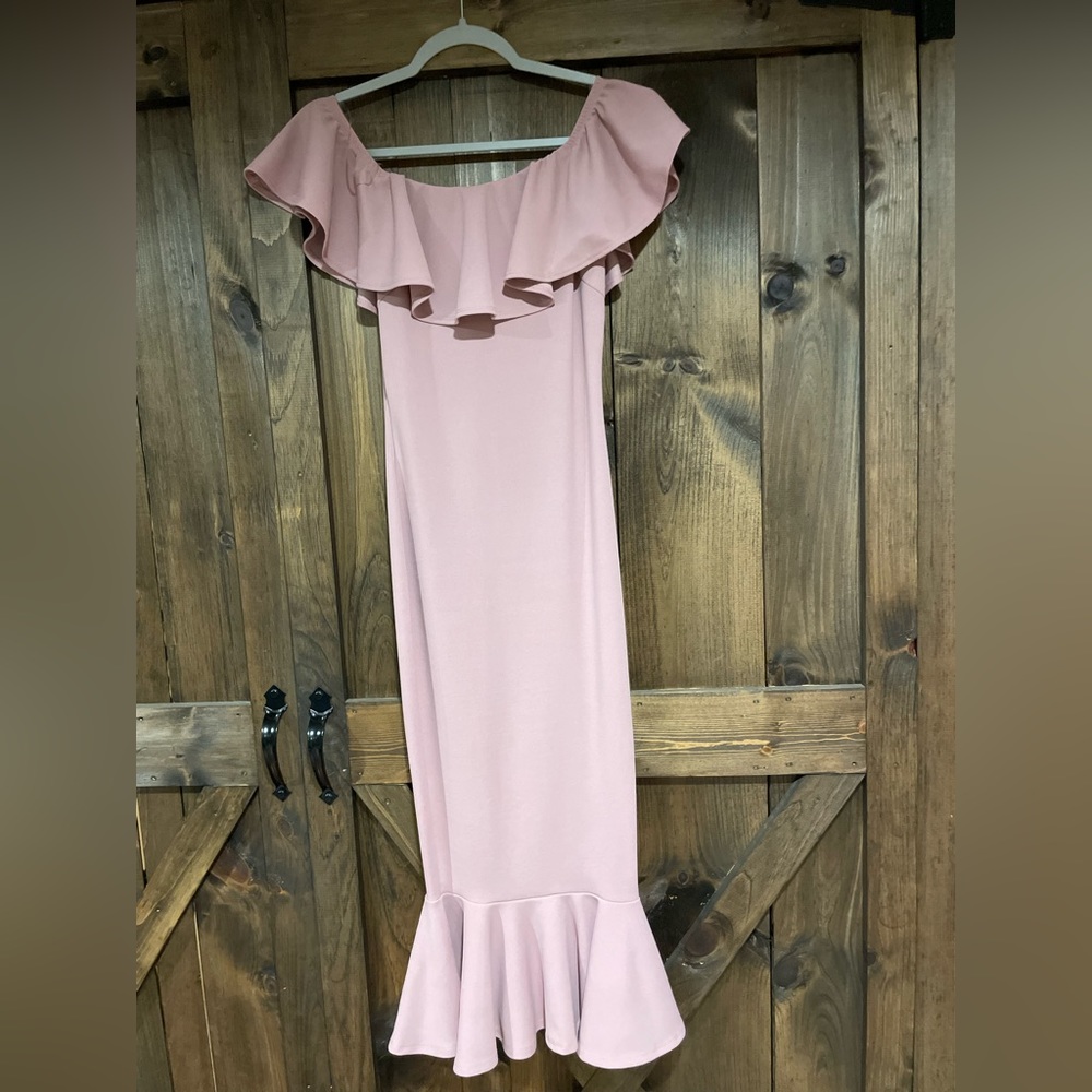 Vici Mauve Havana Ruffle Midi Dress Size Small
